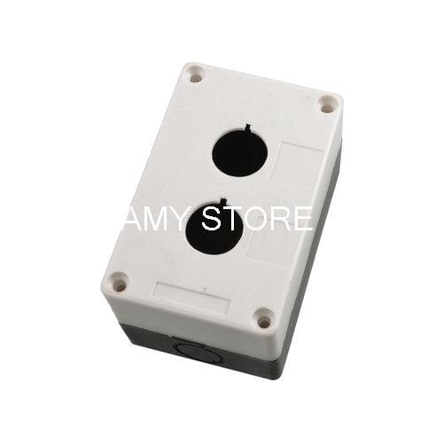 Black White Double Holes Pushbutton Switch Control Station Box