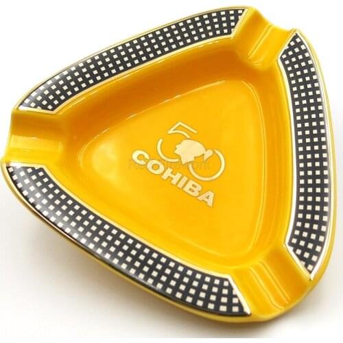 COHIBA Luxury Ceramic 50th Anniversary Cigar Ashtray 3 Holder 1 Ash Slot Cigarette Office&Home Ashtrays W/Gift Box
