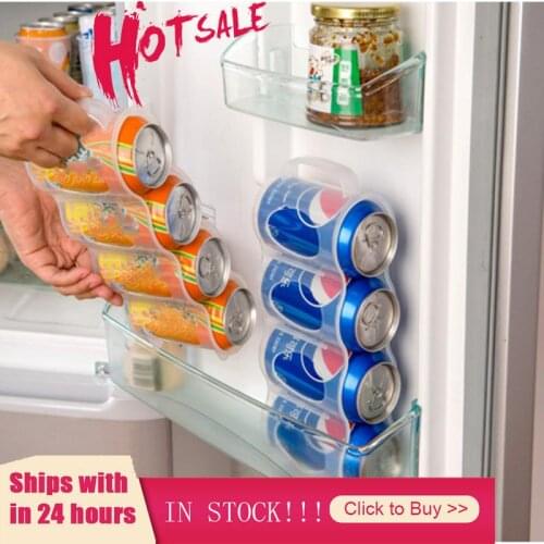 4Holes Drink Bottle Holder Beer Soda Can Storage Box Fridge Refrigeration Food Kitchen Home Storage Organizer Cocina Accessories