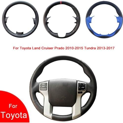 Breathable Punch Hand-Stitched Artificial Leather Car Steering Wheel Cover For Toyota Land Cruiser Prado Tundra Tacoma 4Runner