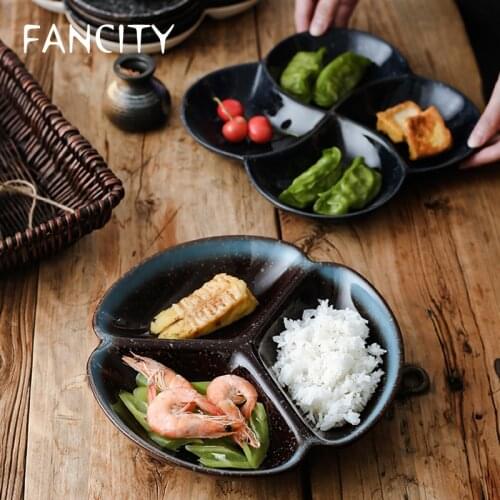 FANCITY Divided plates, home ceramic split plates, weight loss creative divider plates