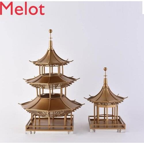 High-End Chinese Style Metal Pagoda Chinese Style Decoration Fashion Simple Hotel Decorations Handicraft Equipment Ornaments