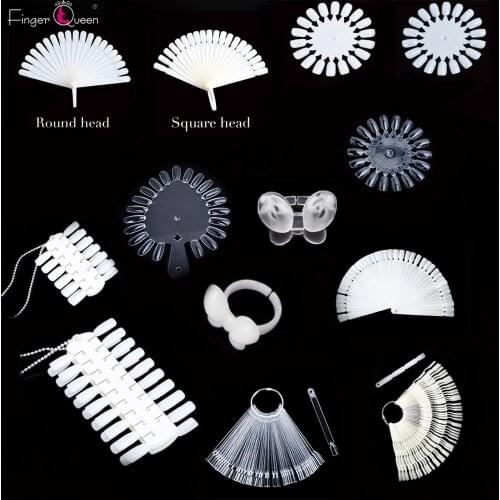 False Nail Tips Color Card Transparent White Buckle Ring Nail Art Practice Display Tools Manicure Nail Tool 16 Patterns