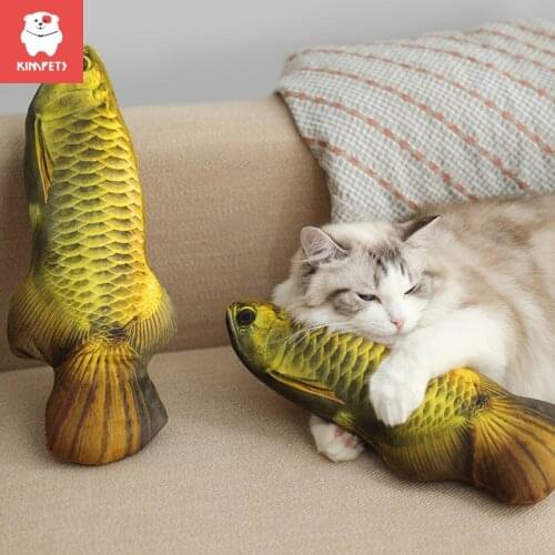 KIMPETS Pet Soft Plush Fish Shape Cat Toy Interactive Gifts Fish Catnip Toys Stuffed Pillow Simulation Fish Playing For Pet