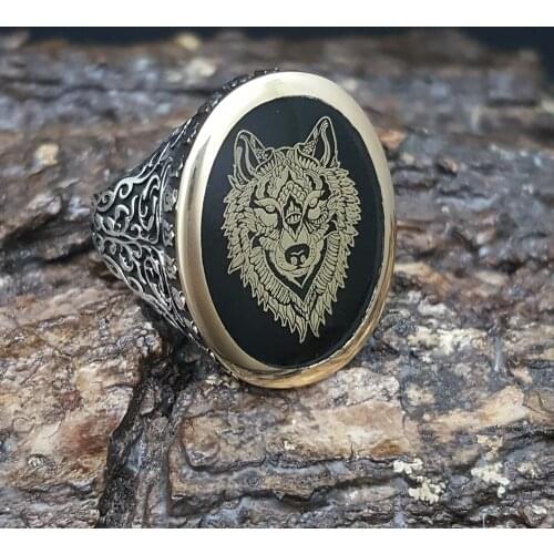 Unique New Original Hot Sale Rings Antique Wild Gray Wolf Biker 925 Silver Men Ring Male Boho Vintage Fine Jewelry Accessorie