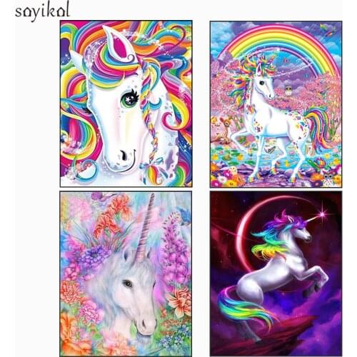 Paint By Numbers For Children Moonlight Unicorn DIY Oil Painting By Number With Frame Mural Kits Coloring Wall Art Picture Gift