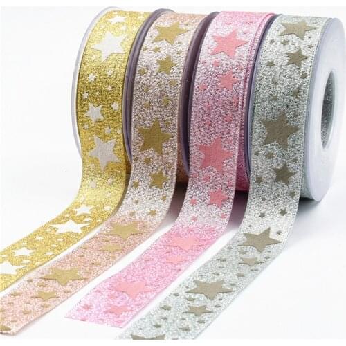 2m/lot Pentagram Bright Onion Christmas Ribbons for Wedding Party Festival Decorations Bouquet Gifts Card Bow DIY Ribbons