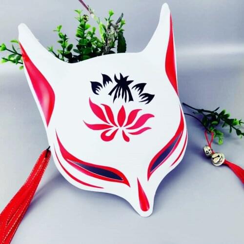 Fox Masks Japanese Anime Cosplay Demon Kitsune Halloween Full Face Mask Masquerade Party Props Masks With Bells and Tassels