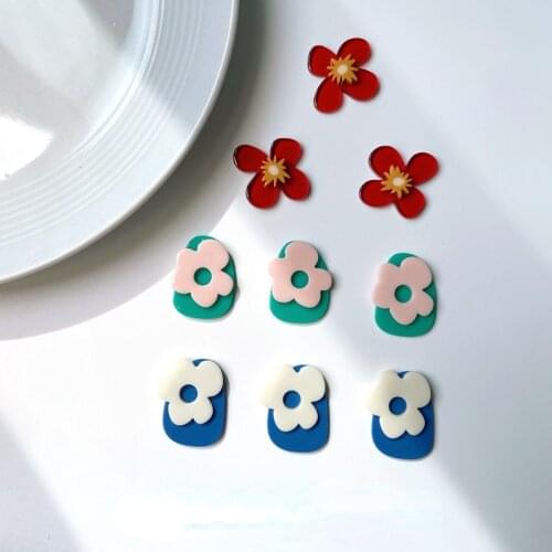 Sweet Flowers Acrylic Holeless Patch DIY Earrings Headband Hairpin Jewelry Material