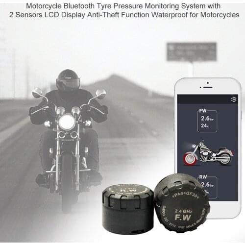 Motorcycle Tyre Pressure Monitoring System With 2 Sensors LCD Display Anti-Theft APP Bluetooth Wireless Tire Pressure Device