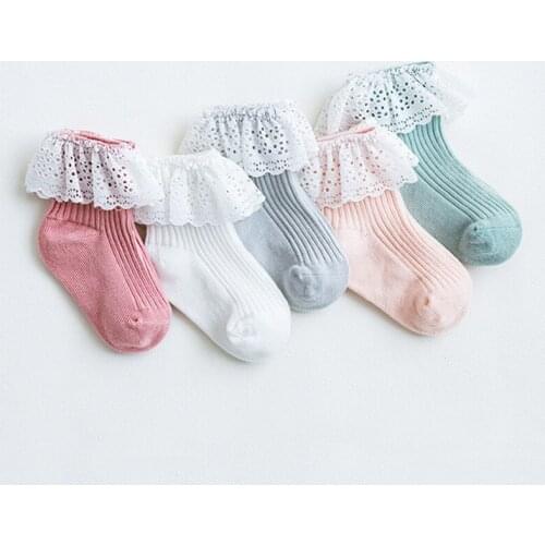 Newborn Baby Socks Solid Lace Baby Socks for Girls Infant Cotton Toddler Baby Girls Socks 0-3T