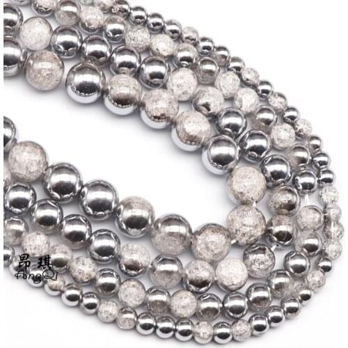 Wholesale One Side Plated Silvery White Snow Cracked Crystal Glass Stone Beads For Jewelry Making DIY Charm Bracelets Necklaces