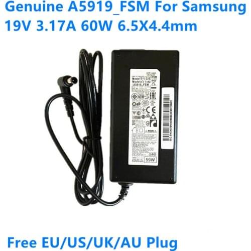 Genuine 19V 3.17A 59W 60W 6.5X4.4mm UE32J4000 A5919_FSM AC Adapter For Samsung TV MONITOR UE32J4500 UE32J4510 32 TV UN32J5003AF