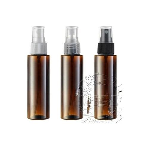 Lot of 30 100ml brown Plastic Cylinder Spray Bottles with Flat Shoulders Empty Pump Mist Sprayer Cosmetic Atomizer Container