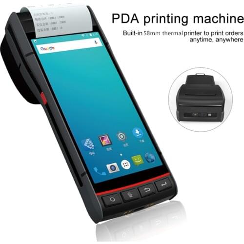 PDA Printer Android 8.1 Barcode Scanner Rugged 1D 2D QR reader NFC 4G handheld wifi bluetooth android pda with printer