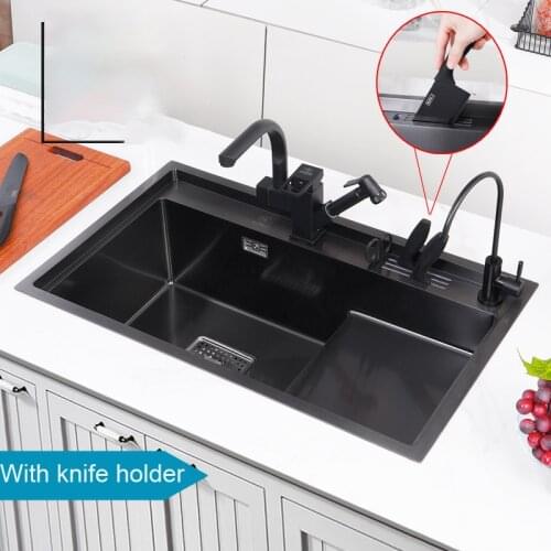Minihomie Step Sink Single Tank 304 Stainless Steel Kitchen Sink kitchen Fixture Under Counter Basin Home Accessories
