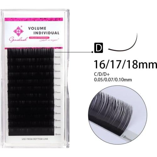 Genielash 16/17/18mm mixed eyelash extensions natural long individual eyelashes professional salon use dramatic long cílios
