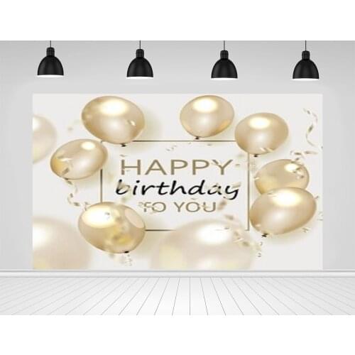 Scopiso Photography Backdrop Happy Birthday Gold Balloons And Falling Confetti Background Party Decoration Photo Studio Props