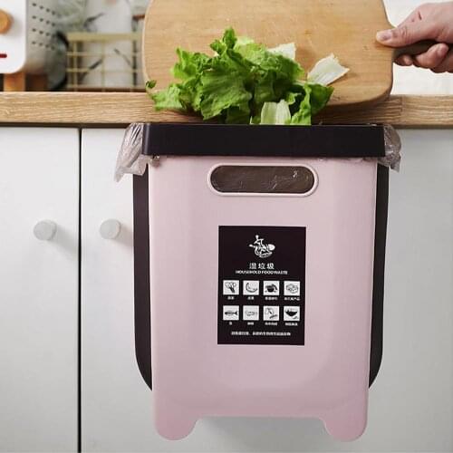 Foldable Kitchen Trash Can Wall-Mounted Large Household Cabinet Door Back Sorting Garbage Bins