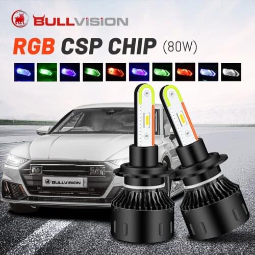 Bullvision H4 LED Headlight Angel Eyes RGB Color Changed H7 H11 HB3 HB4 H8 9005 9006 Car Light Bulb Bluetooth Control Devil Eyes