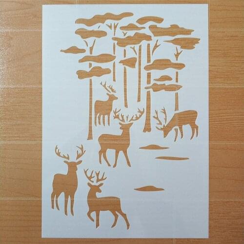 A4 Size DIY Painting Reindeer Design Stencil Template For Wall Painting Decor Scrapbooking Embossing Paper Cards