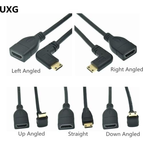 Up Down Left Right Angle 90 Degree Mini HD Male To HDMI-compatible Female Converter Cable Converter Adapter For TV SLR Camera