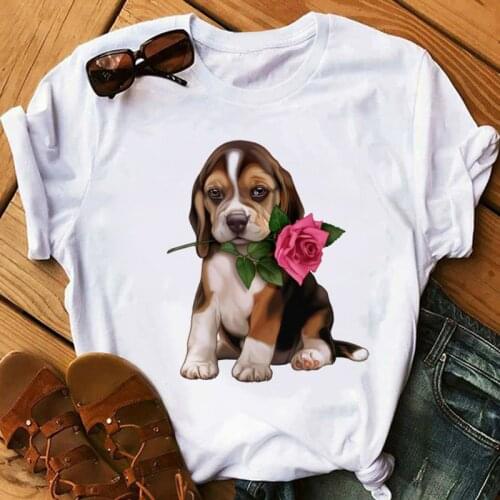 Women T Shirt Summer Short Sleeve T-shirts O-Neck Tops Top Hot Funny Pug Dog Cartoon Printed Girl Gift French Bulldog Tshirt