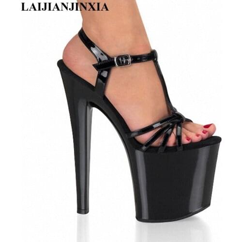 New Brand Black women sandals 20 CM Super High womens shoes platform sexy shoes high heel Dance Shoes
