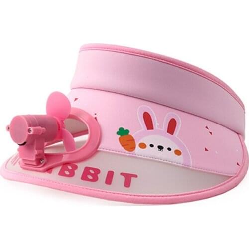 1Set Skin-friendly Cartoon Fan Adjustable Buckle Hat Anti-UV Fan Sun Hat USB Charging Fan with Breathable Shade H055
