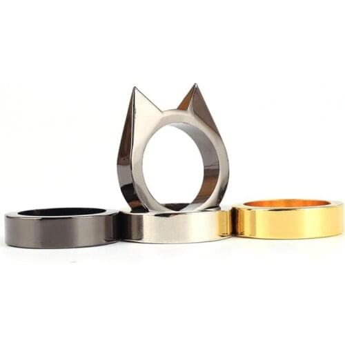 1 Pc Self-defense Self-defense Cat Ear Portable Ring Outdoor Survival Ladies Mens Ring Punk Ring Protector