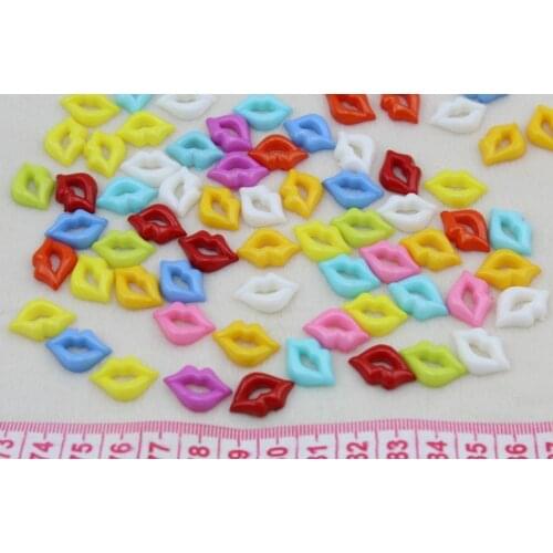 1000pcs kawaii kitsch Plastic lips decoden cabochons Cab Charms buttons 17mm mixed colors flatback decodens