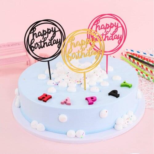 2pcs Happy Birthday Cake Topper Acrylic Letter Gold Silver Cake Top Flag Decoration for Boy Birthday Party Wedding Supplies