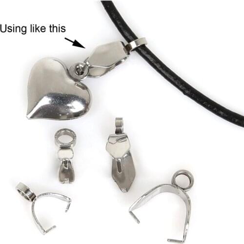 20pcs Clasps Stainless Steel Pendant Pinch Clips Bails Charm Necklace Connectors Beads Jewelry Findings DIY