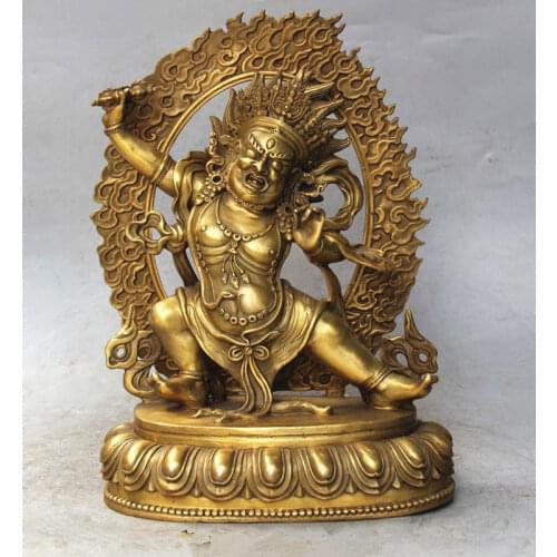 28 cm * / Chinese Tibetan Buddhism Brass Vajrapani Mahakala buddha statue