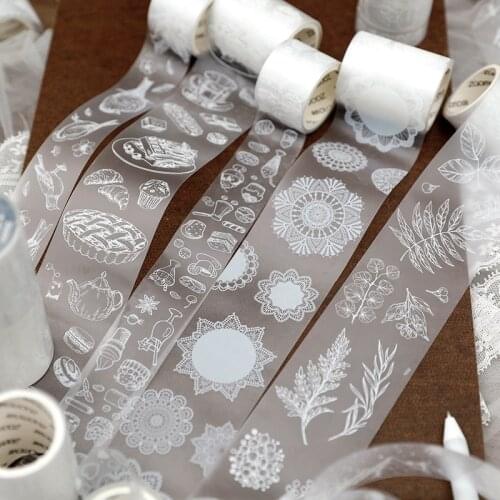 3 Rolls/pack White Ink PET Chalk Tape Set Exotic Tune Series Creative Handbook Decoration DIY Sticker
