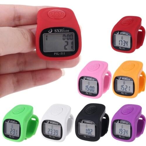 6 Digital Finger Tally Counter 8 Channels w Backlight Time Prayer Silicone Ring