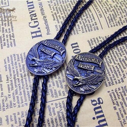 American Pride Eagle Flag Western Cowboy Bolo Tie Men Shirt Suits Necktie