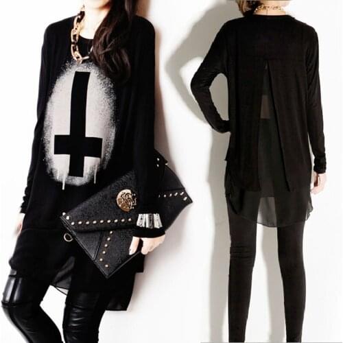 New Spring Autumn and Summer long sleeve fashion chiffon plus size loose irregular womens clothings women blouses