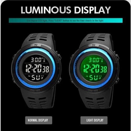SKMEI Men Sport Watch Mens Watch Electronic Male Stopwatch Waterproof LED Display Body Temperature Measurement montre homme