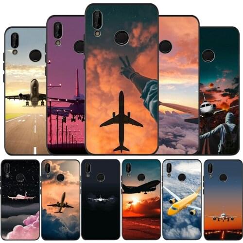 Phone Case For Honor 8X 9 8 10 20 30 Lite Pro Aircraft Airplane Fly elk Cases For MATE 9 10 20 30 Pro Lite Black TPU Soft shell