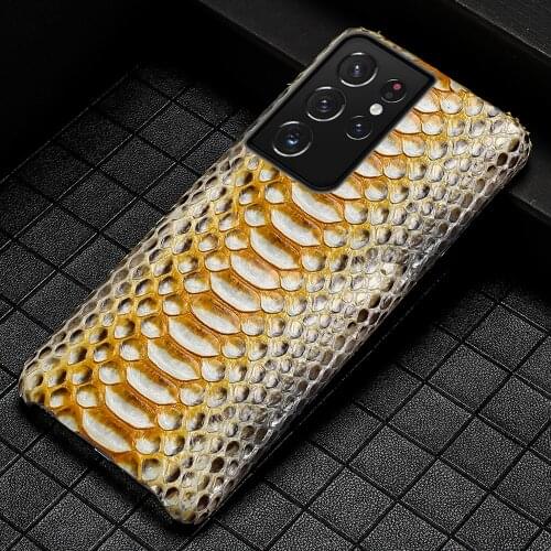 Genuine Python Leather Snakeskin Cover Case for Samsung galaxy S21 Ultra S20 FE S8 S9 S10 Plus Note 20 10 9 A50 A71 A72 A51 A52