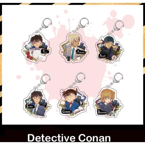 Anime Detective Conan Case Closed Kaitou Kiddo Haibara Ai Keychain Acrylic Keyring Cartoon Cosplay Toy Pendant Xmas Gifts