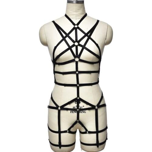 Black Bondage Sexy Lingerie Set Rave Body Harness Garter Adjustable Women Harness Belt Body Cage Pole Dance Wear Body Harness