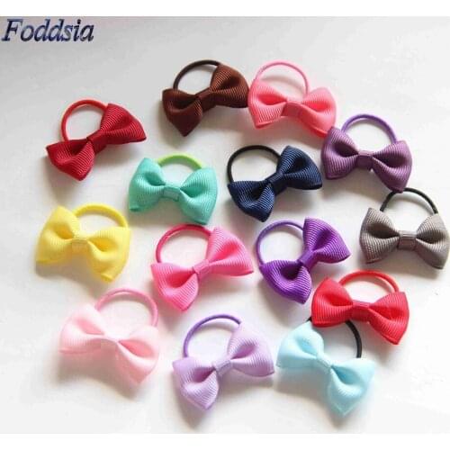 Foddsia 10PCS Girl hair grosgrain ribbon Bow with elastic hair bands kids hair accessories Mini Bow bebe Girls' Hair ropes