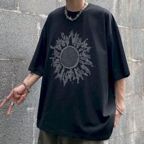 Sunflower harajuku tshirt couple clothes t shirts ppunk oversized t shirt men clothing t-shirts Korean plus size summer tees