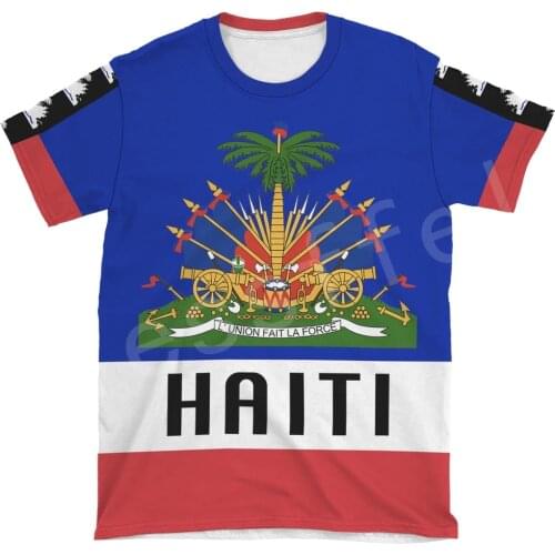 Tessffel Country Emblem Flag Caribbean Sea Haiti Island Retro Streetwear 3Dprint Funny Casual Short Sleeve T-Shirts Men/Women A1