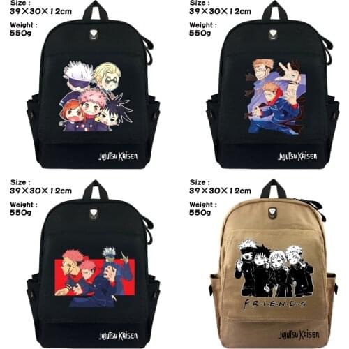 Jujutsu Kaisen Canvas Rucksack Casual Backpack Student Zip Shoulders Travel Laptop Bag Fashion Unisex Large Capacity School Bag