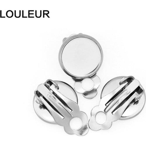 10pcs/lot Stainless Steel Earring Clips No Pierced Tray Ear Clip Photo Glass Cabochon Settings For Jewelry Making Finding