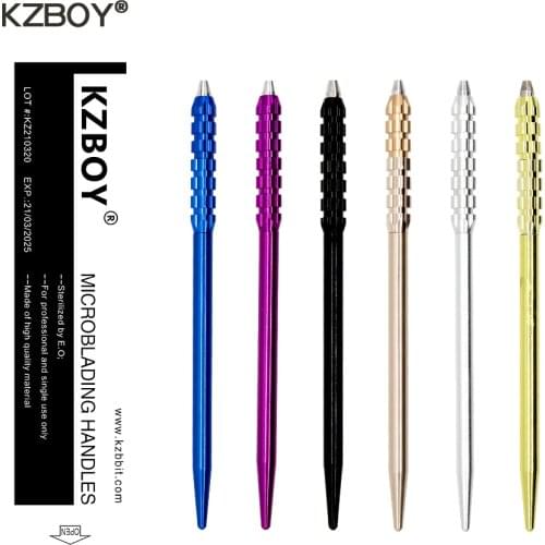KZBOY 10PCS Multi-color Shading Tool Microblading Manual Pen Aluminum with Individually Packaging for Round Needles Tebori