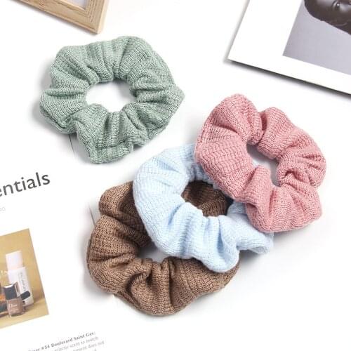 Fashion Women Girls Solid Color Knitting Hair Band Ponytail holder Elastic Casual Stripe Headband Hair Accessories